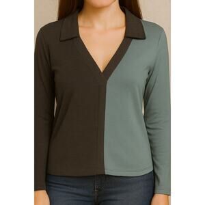 Moa Moa Medium colorblock Teal/Black Shirt  NWT